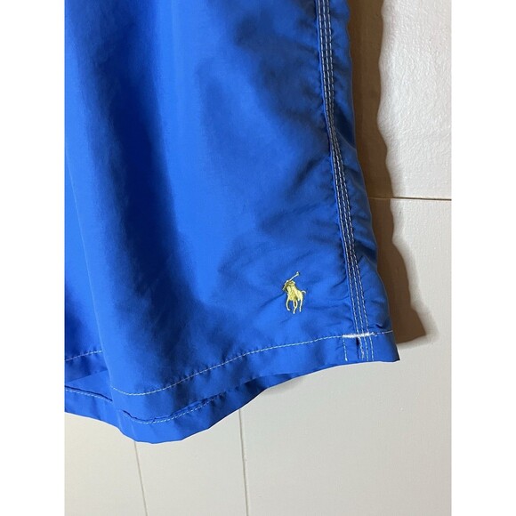 Vintage Polo Ralph Lauren Swim Trunks Mens XL Blue Mesh Lined Yellow Pony Used - Picture 2 of 6